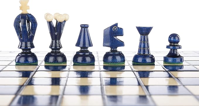 Wooden Folding Chess Set Paris Blueberry Wooden International Board Vintage Carved Pieces - 14