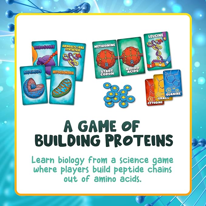 Genius Games Peptide: A Protein Building Game | A Strategy Card Game with Accurate Science for Gamers and Teachers | Teaches Amino Acids mRNA Organelles