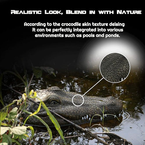 2.4 GHz Remote Control Alligator Head Boat RC Boats - Large Resin Decoy and Floating Crocodile Head Toy Rechargeable Battery Prank Toys Remote Controlled Boat Lake &amp Pool
