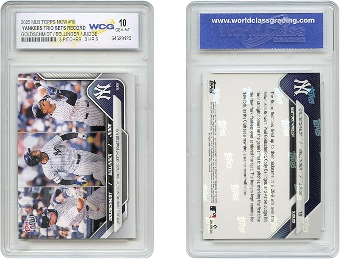 2025 Topps Now Judge - Bellinger - Goldschmidt Card #19 Historic Baseball Record 3 Pitches 3 Homeruns - Graded GEM Mint 10