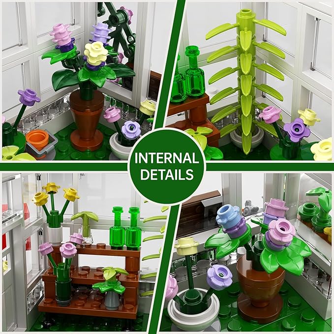 Girls Flower House Building Sets Compatible with Lego Friends Sets for Girls 8-12 Greenhouse Building Toys with LED Lights Garden House Model Christmas Holiday for Friends Kids Adults (484pcs)