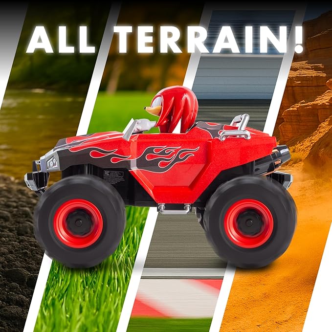 NKOK RC Sonic Racing CrossWorlds Monster Truck Knuckles Ready-to-Run 2.4GHz Remote Control Turbo Boost Wheelie &amp Donut Action All-Terrain Off-Road Ages 6+ Fun Gift for Kids Toy Award Winn