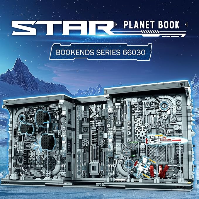 Reobrix Bookend Building Set with Light Star Planet Book Nook Building Kit 66030 Bookshelf Home Decor 2879 PCS Booknook Model Toy Kit Gift for Adults