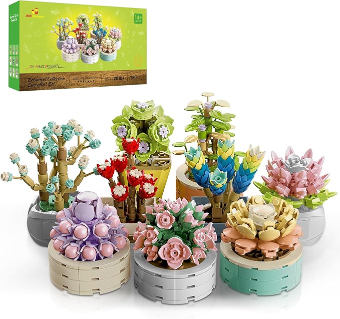 JMBricklayer Flowers Succulents Botanical Valentines Building Sets Plants Office Home Decor Succulents Bonsai Building Toys Creative Flowers Building Project for Adults Gifts Ideas for Girls Women