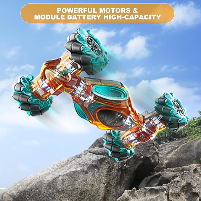 RC Cars 1:12 Gesture Sensing Stunt Car Toys for Boys Girls 6-12 Year Old 4WD Hand Remote Control Toy 360° Rotate Transform Off-Road Drift with Lights Sound Birthday Xmas Gifts for Kids
