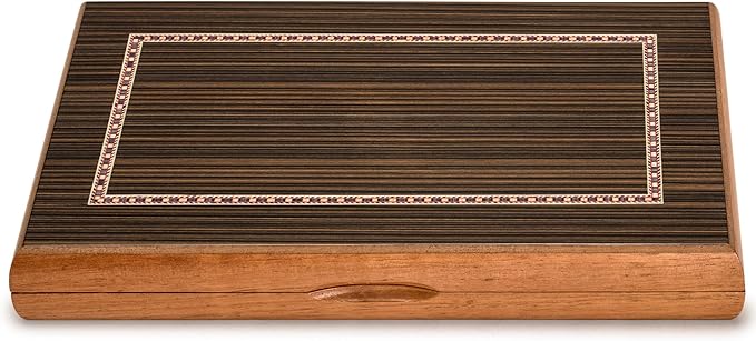 Yellow Mountain Imports Wooden Inlaid Backgammon Set Dorne - with Wooden Playing Pieces and Accessories 13-inch Board