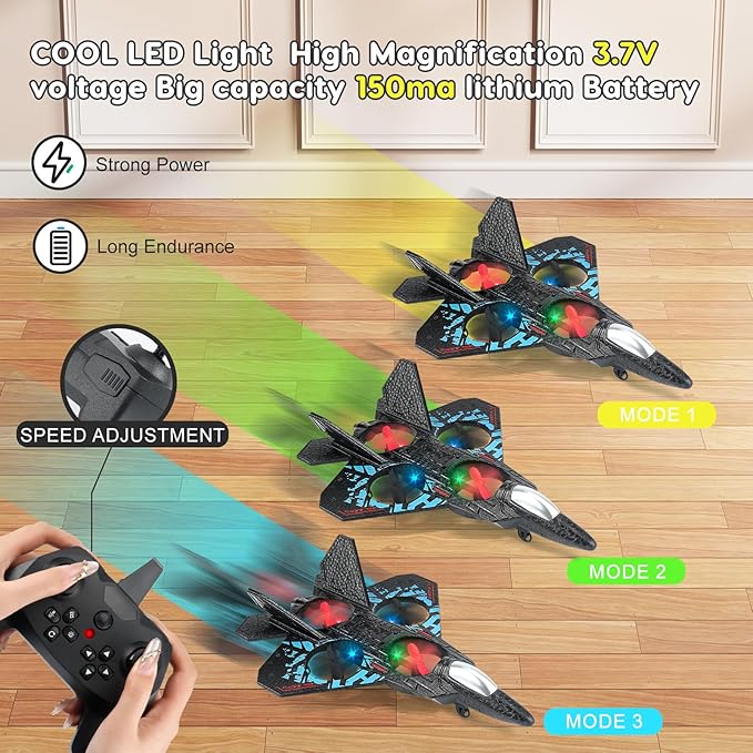 RC Plane Remote Control Airplane Toy 2025 New Remote Control Plane Fighter Jet 2-Way Remote Control Methods (Normal+Watch) 360° Flip Fighter Jet Toy Gravity Sensing Stunt Roll Gifts for Kids Boys