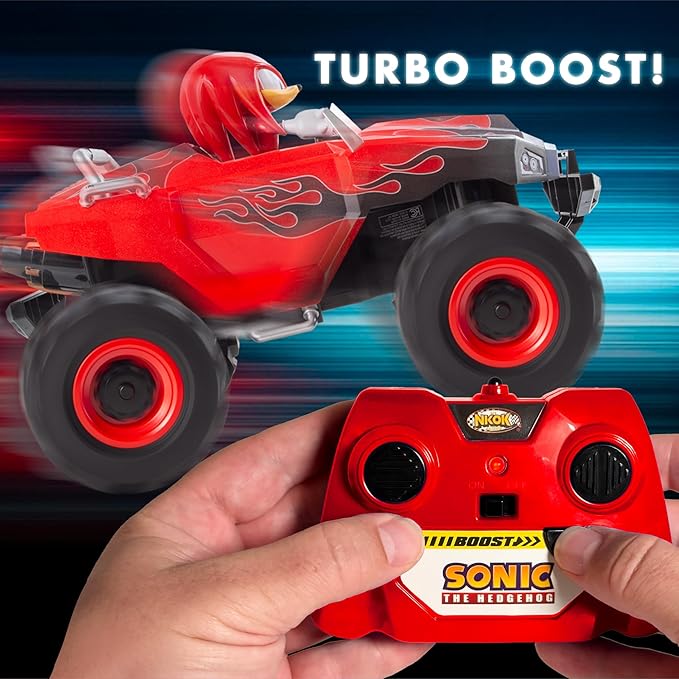 NKOK RC Sonic Racing CrossWorlds Monster Truck Knuckles Ready-to-Run 2.4GHz Remote Control Turbo Boost Wheelie &amp Donut Action All-Terrain Off-Road Ages 6+ Fun Gift for Kids Toy Award Winn
