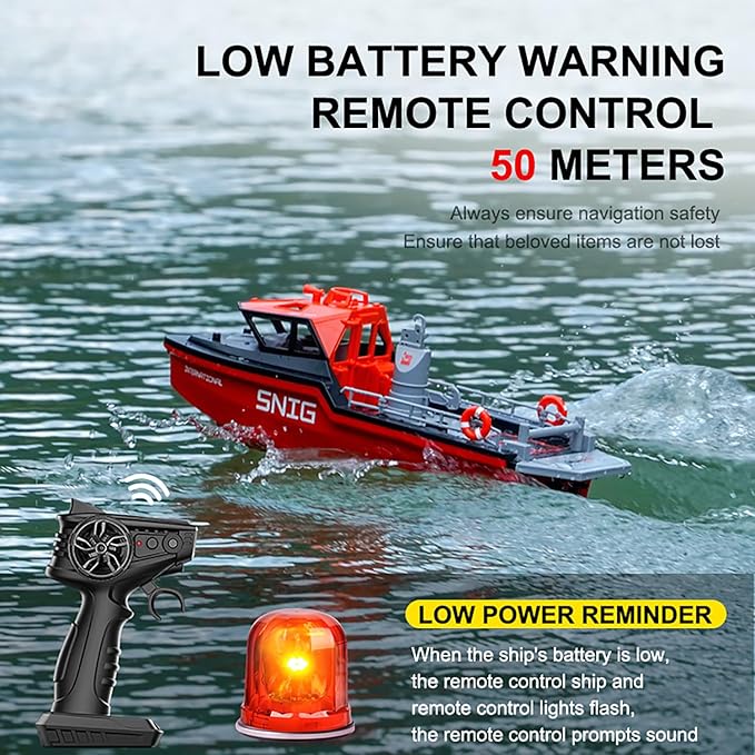 RC Jet Boat Remote Control Boat Port Tugboat Watercraft 8km/h 1/12 Scale 2.4Ghz 4CH for 14y+ Beginners on Lake Pool RTR/Black