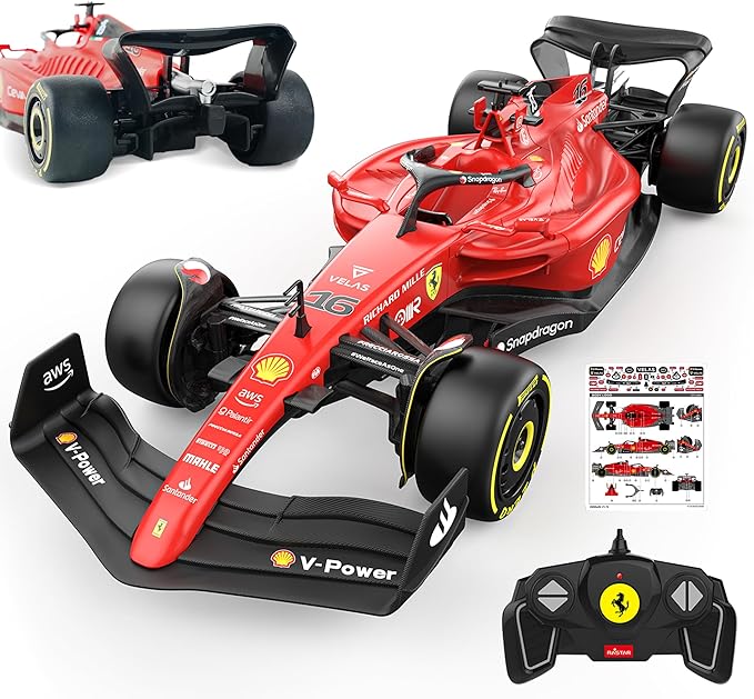 BEZGAR 1:18 Ferrari F1 75 Remote Control Car - 2.4GHz RC Race Car with Authentic Livery DIY Body Stickers - Officially Licensed F1 for Kids &amp Enthusiasts - Ferrari RC