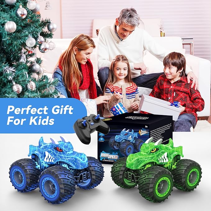 Remote Control Car 2.4GHz Monster Trucks Toys with Light Spray Birthday Gift for Kids 3 4 5 6 7 8 All Terrain RC Cars Toddler Toys for Boys Girls 3+ Year Old