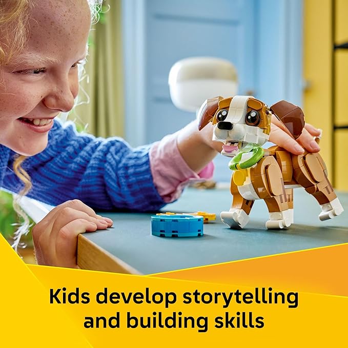 LEGO Creator 3 in 1 Cute Animals: Playful Puppy Dog Building Toy - Bedroom Decor for Girls &amp Boys Ages 8+ - Gift for Birthdays - Build a Dog Squirrel or Duck - 31382