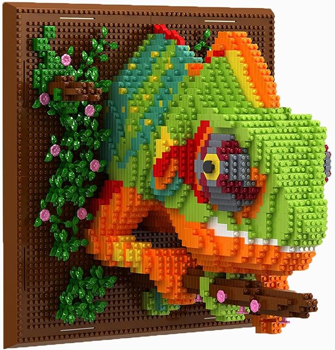 Chameleon Animal 3D Wall Art Micro Mini Building Blocks Set for Adults Unique Home Wall Decor or Table Display No Compatible with Lego Ideal Birthday Christmas Toy Gift for Teens (2688 PCS)