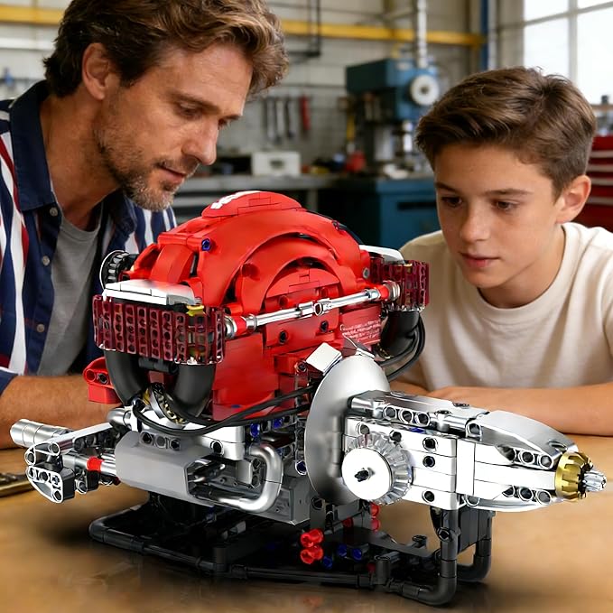L4 Engine Building SetVisible 4-Cylinder Engine Model Kit that Run with App Control &amp Light and Motor STEM Mechanical Engineering Toy for Adults Ideal Gift &amp Display for Home and Office