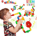 ZOZOPLAY STEM Toys Tube Locks 72 Piece Tubular Pipes &amp Spouts &amp Joints &amp Whistles &amp Trumpet Toy Learning Educational Building Block Set with Whistles Gift for Boys Girls