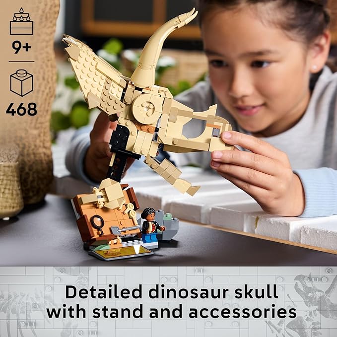 LEGO Jurassic World Dinosaur Fossils Triceratops Skull Toy - Dinosaur Toy Fossil Building Set for Kids Boys and Girls Ages 9+ - Model Display Kit - Gift Idea for Birthdays - 76969