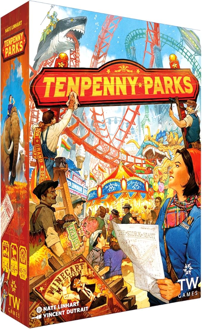 Tenpenny Parks Board Game | Build The Best Theme Park | Beautiful Amusement Park Strategy Worker Placement Family Euro Game | 45-75 Minutes for 1-4 Players Ages 14+ by Thunderworks Games