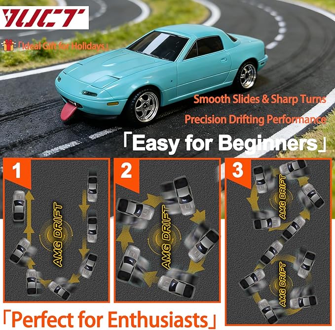YUCT LDRC LD1804 1/18 Scale RWD RC Drift Car for Adults - 2.4GHz LDRC Drift Car with Gyro 3 Batteries Pop-up Light