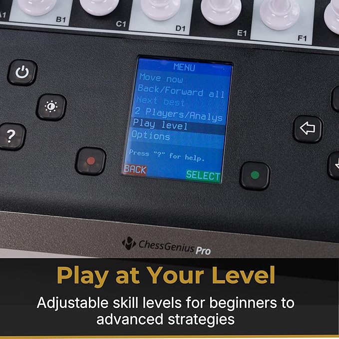 Millennium ChessGenius Pro M815 – Electronic Chess Computer with 2200 ELO Adaptive AI Skill Levels Color Display Built-in Trainer Magnetic Travel Design
