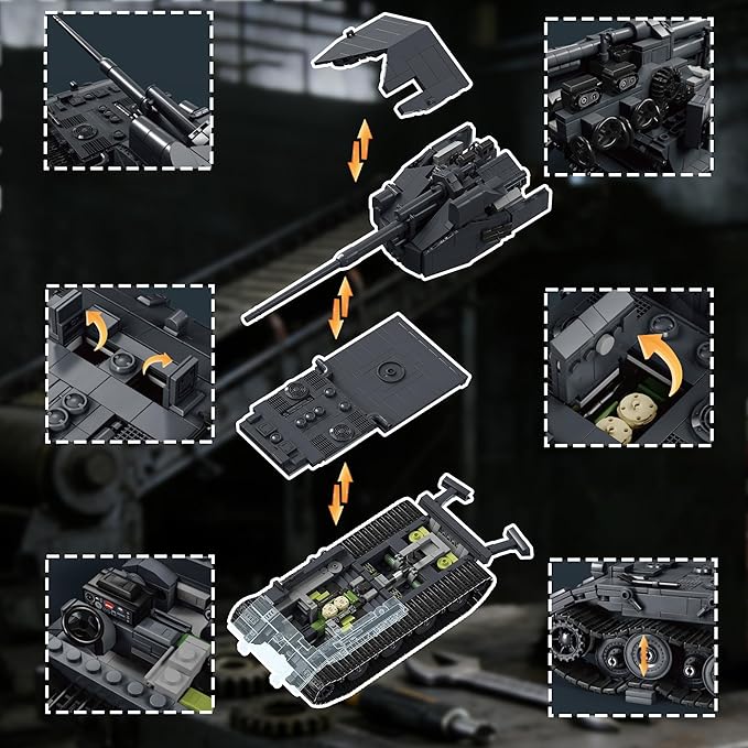 WW2 WT Auf E100 Heavy Tank Destroyer Building Sets Army Military Vehicles Collectible Model for Adults Enthusiasts 2036PCS