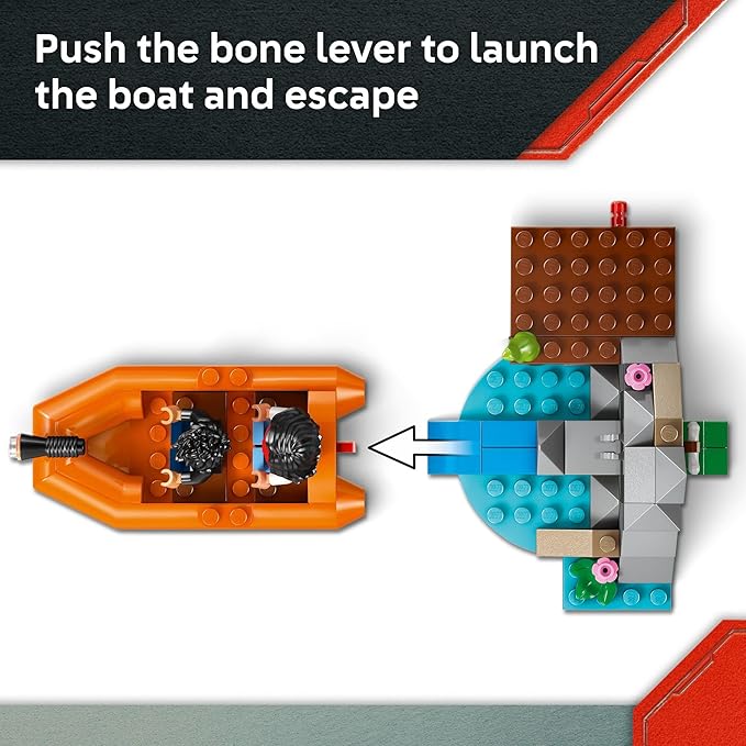 LEGO Jurassic World T. rex River Escape - Dinosaur Toy for Kids Boys and Girls Ages 5-7 - Jurassic World Toy Boat Minifigures - Creative Dinosaur Gift for Movie Fans - 76975