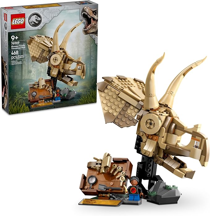 LEGO Jurassic World Dinosaur Fossils Triceratops Skull Toy - Dinosaur Toy Fossil Building Set for Kids Boys and Girls Ages 9+ - Model Display Kit - Gift Idea for Birthdays - 76969
