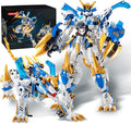 White Tiger 2 in 1 Mech Building SetsTransform Robot Building Blocks Kits for Adults Transforming Mecha Building Kits Action Figure ToysBirthday Gifts for Boys Ages 8 10 12 14 (White Tiger)