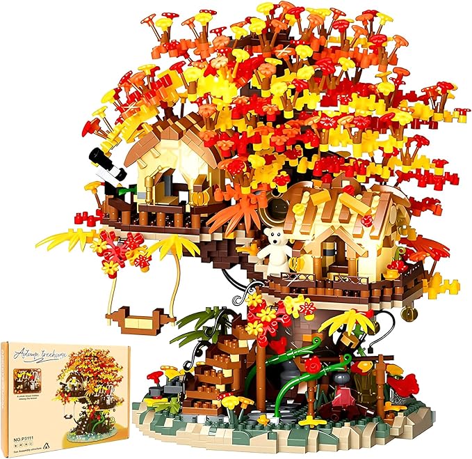 Cherry Blossom Bonsai Tree House Building Blocks Set Plants Flowers Treehouse Architecture Micro Mini Block Kits Gift for Adults and Kids（2725 Pieces）