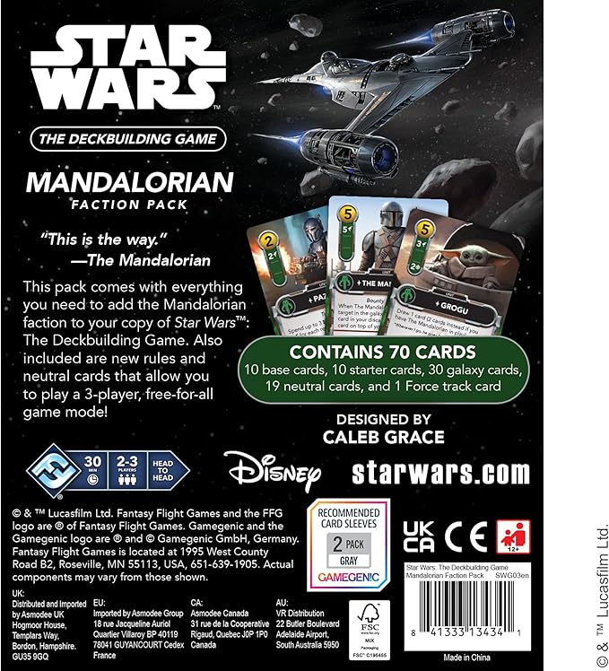 Asmodee Star Wars: The Deckbuilding Game: Mandalorian Faction Pack - Play as The Mandalorian Bounty Hunters &amp Troopers Strategy Game for Kids &amp Adults Ages 12+ 2 Players 30 Minute Playtim