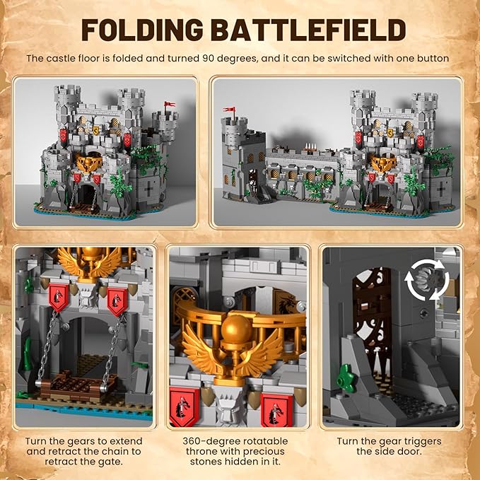 Building Block Sets Transformable Holy Spirit Sword Castle Building Toys with Dynamic Gear &amp Hidden Play 2484 Pcs Medieval Watchtower DIY Model Kit for Home Office Decor Gift for Collectors