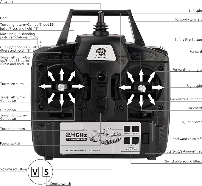 Modified TK7.0 Edition 1/16 2.4ghz Remote Control US M4A3 Sherman Tank Model(360-Degree Rotating Turret)(Steel Gear Gearbox)(3800mah Battery)(Metal Tracks &ampSprocket Wheel &amp Idle Wheel)