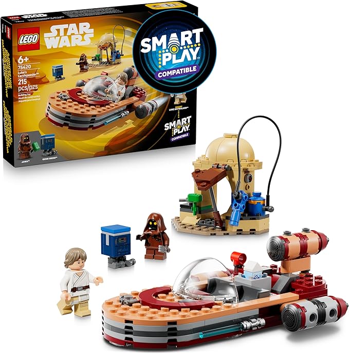 LEGO Star Wars SMART Play: Luke’s Landspeeder - Building Toy for Action Play - Compatible Set with a SMART Tag and 2 Minifigures - Gift for Boys Girls and Kids Ages 6+ - 75420