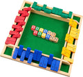 14 inches Shut The Box Dice Game 2-4 Player Upgraded 12 Numbers Wooden Board Table Math Games for Adults and Kids 12 Dices Classics Tabletop Version Games for ClassroomHomeParty or Pub
