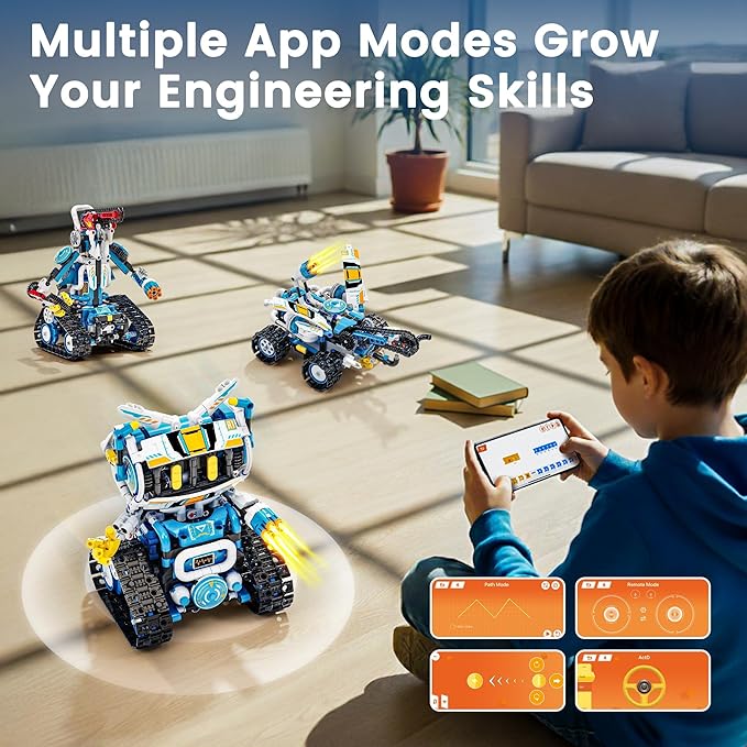 5 in 1 STEM Robotics Kit for Kids 8-12 APP &amp Remote Control Robot Building Kit Science Project Kit &amp STEM Toys for Ages 8-13 Gifts for 8 Year Old Boys Girls
