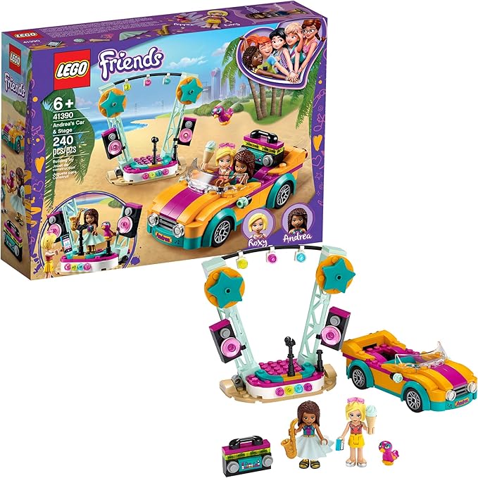 LEGO Friends Andrea’s Car &amp Stage Playset 41390 Building Kit Includes a Toy Car and a Toy Bird (240 Pieces)
