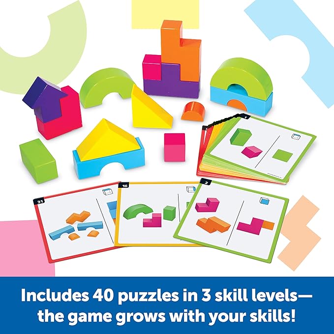 Learning Resources Mental Blox 360 Degree 3-D Building Game - 55 Pieces Ages 5+ Educational Board Games Mental Puzzles for Kids Brain Teaser Games