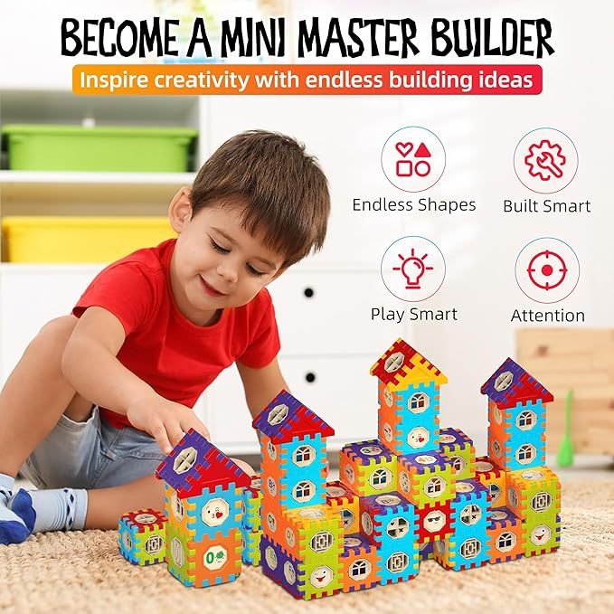 Building Blocks for Toddlers &amp Kids 186 Pcs Toy Building Sets – Colorfull STEM Educational Toys – Interlocking Building Blocks for Toddlers and 3+ Age Kids