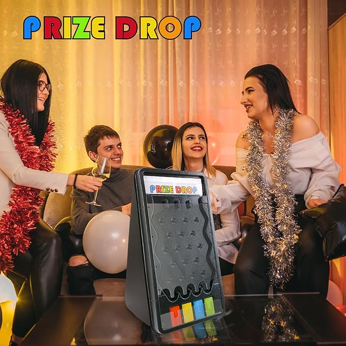 Mini Tabletop Prize Drop Board Game 25x14 Plinko Board Foldable Stand with Customizable 8 Playing Pucks for Carnival Tradeshow Party