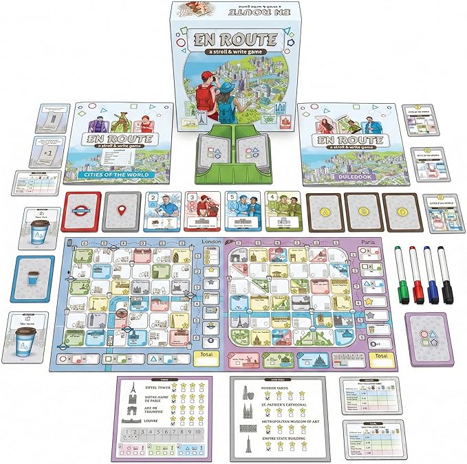 CrowD Games | En Route: A Stroll &amp Write Game | Flip and Write | Tourism | Route Building | for Adults and Families| Solo Mode Included | 1-4 Players | Ages 14 and up | Average Playtime 30 min