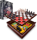 Elbow Room Games Family Game Set 10 Classic Games with Wooden Storage Box and Built-in Game Boards Endless Fun for Game Nights Gatherings &amp Travel 2+ Players