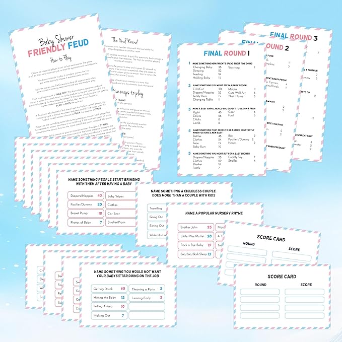 Baby Shower Friendly Feud Game with 2 Answer Buzzers Feud Card for Family Game Night Fun Trivia Quiz for Party Office Class Groups Team Building