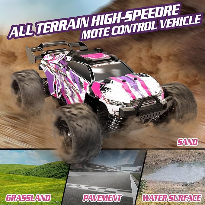 Pink Remote Control Car for Girls 1:18 Fast rc Cars for Girls with 40+ KM/H 4WD Off-Road rc Truck Includes 2 Rechargeable Batteries 8 9 10 11 12 13 Year Old Girl Gifts