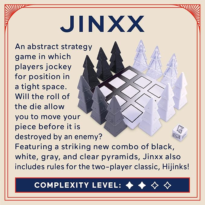 Looney Labs Jinxx – A Compact Abstract Strategy Game for 2-4 Players Featuring Stackable Pyramids