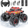WayEee Remote Control Car Toys for Kids 6+ RC Car Waterproof Monster Truck Toys Amphibious 4X4 Pickup All Terrain Off-Road Vehicles 2.4GHz Remote Control 1/18 Scale RC Truck Boys Gifts/Red