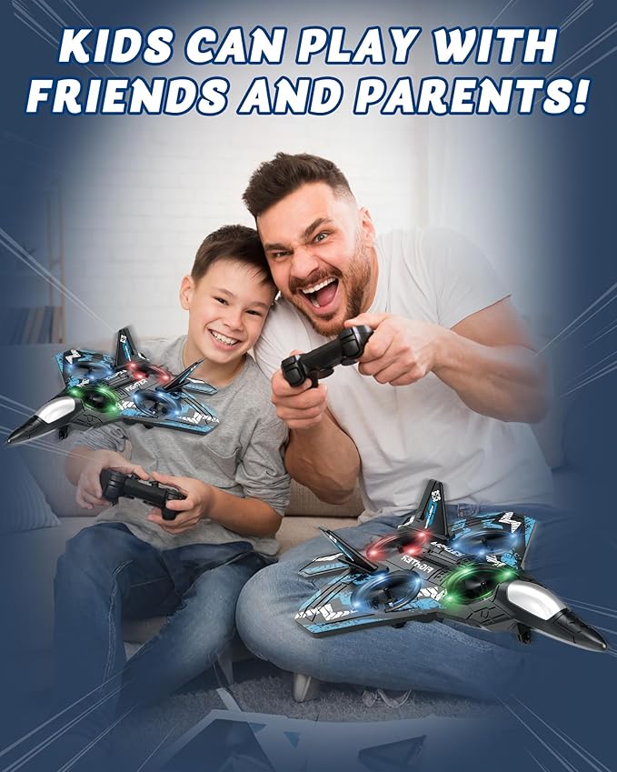Drones for Kids Form RC Plane Remote Control Airplane Aircrafts for Boys and Girls Jet Helicopter Drones with LED Lights 360° Flip 2 Rechargeable Batteries Easter Gift for Kids(2 Batteries)