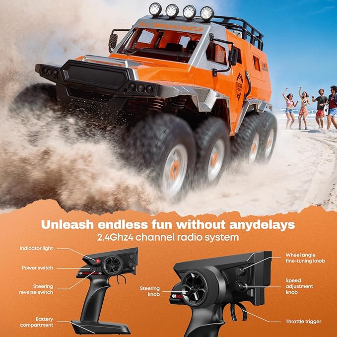 Amphibious Remote Control Car 1:10 Large 8x8 Monster Truck for Adults Boys All Terrains Off Road Waterproof RC Truck Toy Gift