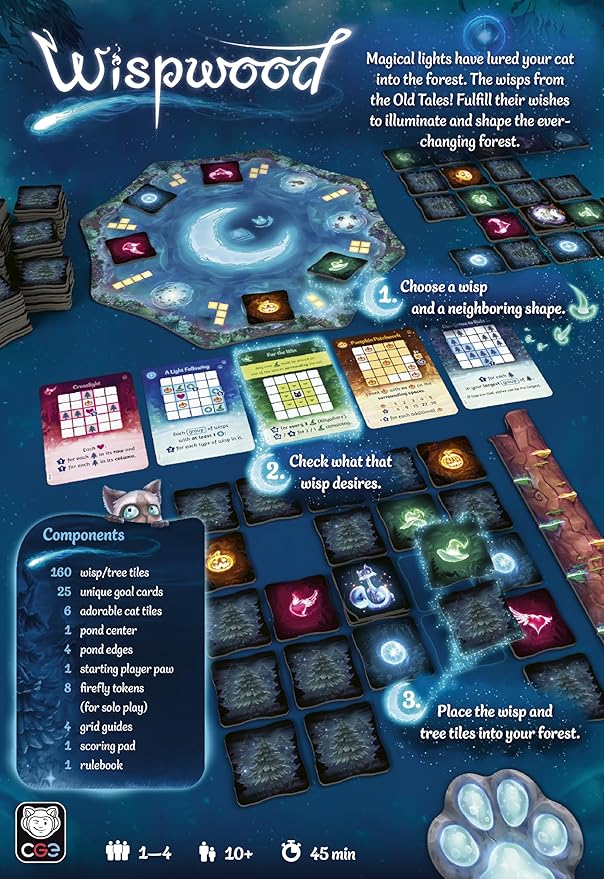 CGE Wispwood: The Family Tile-Laying Game Exploring a Magical Forest of Bright-Colored wisps!