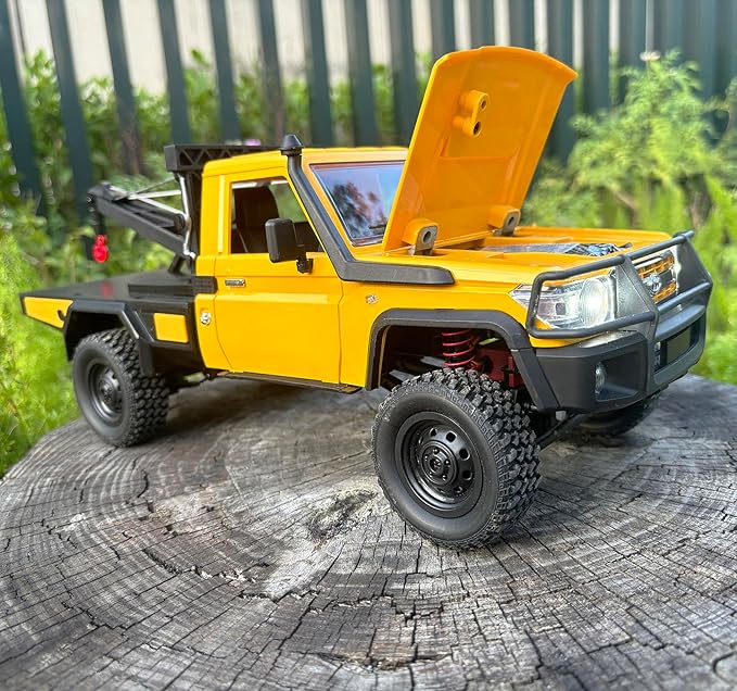 MN82T RC Rock Crawler RC Truck 4x4 1/12 Scale Remote Control Pickup with Crane Hook RTR Hobby All Terrain Proportional Throttle Steering 280 Motor Upgraded Chassis for Adult 2 Batteries