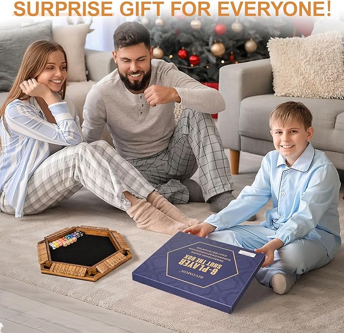 1-6 Players Shut The Box Dice Game Wooden Board Table Math Game for Kids Adult with 24 Dice Close The Box Game for Family Party Christmas Birthday