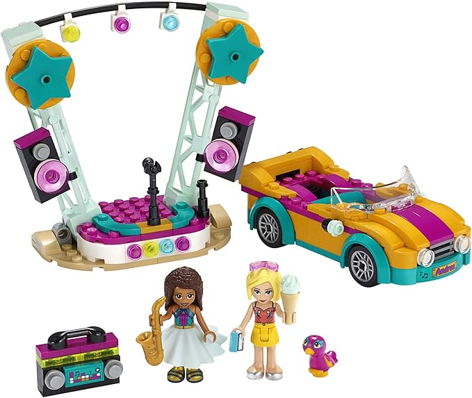 LEGO Friends Andrea’s Car &amp Stage Playset 41390 Building Kit Includes a Toy Car and a Toy Bird (240 Pieces)